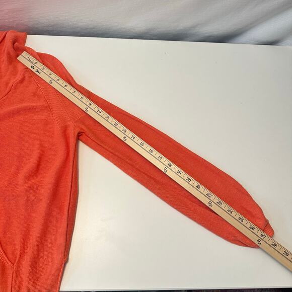 FREE PEOPLE Optimistic Linen Blend Hoodie Pullover Sweater XS Oversized Coral - Picture 12 of 12